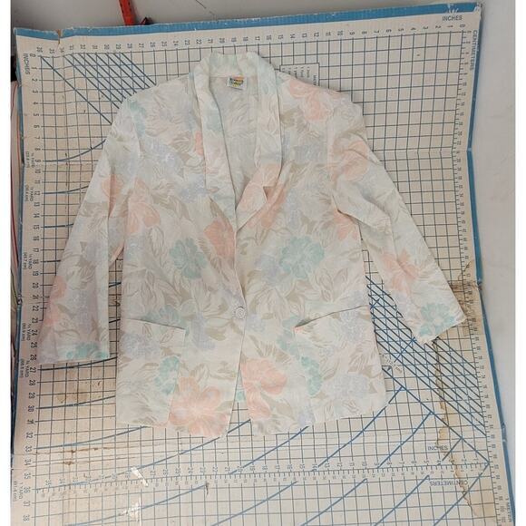 Wentworth Gallery Vintage 80s Pastel Floral Lolita Single Breasted Blazer Jacket - Picture 5 of 13
